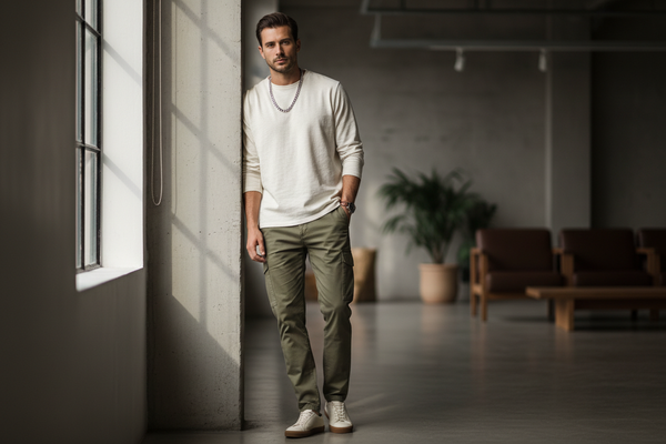 Model in Full Sleeve T-Shirt