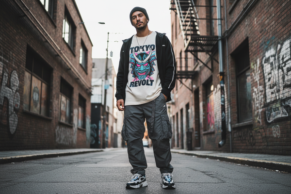 Model in Graphic T-Shirt